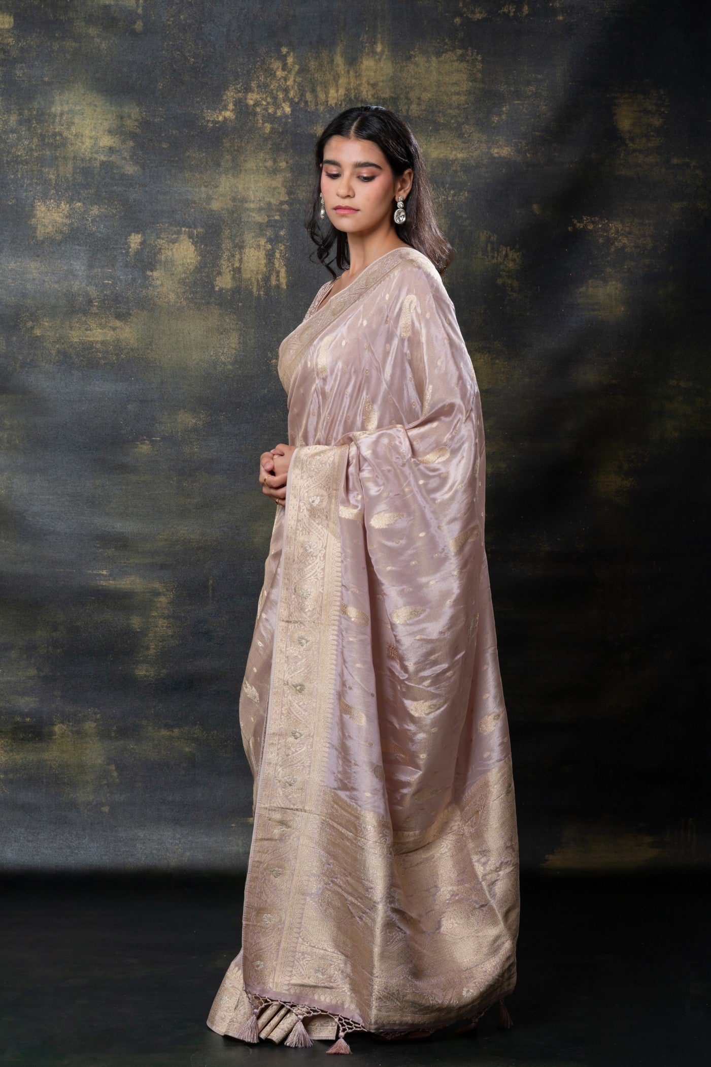 Mauve pink silk saree