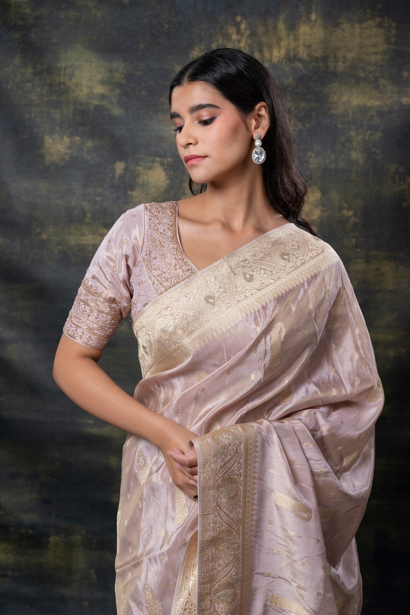 Mauve pink silk saree
