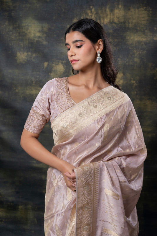 Mauve pink silk saree