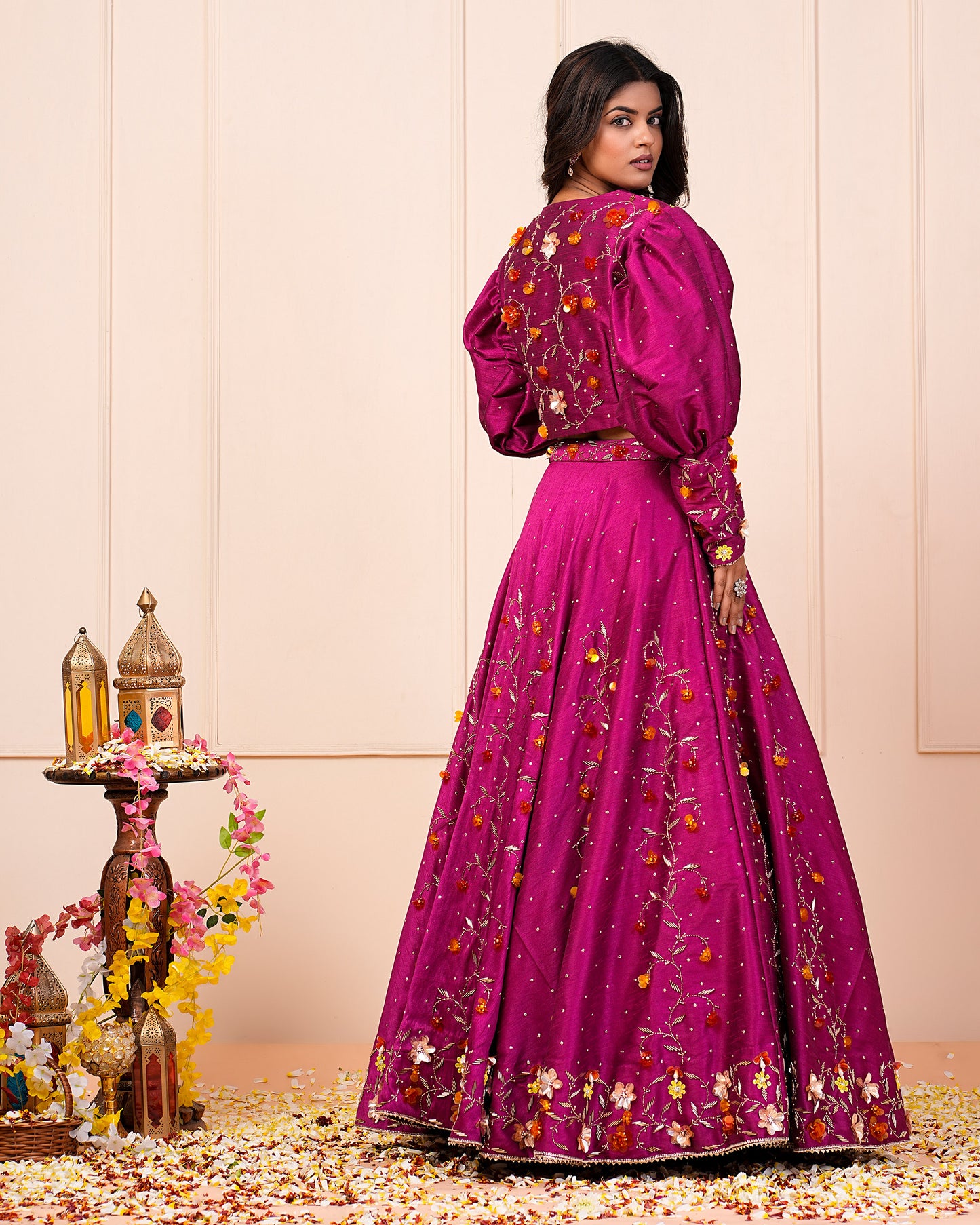 Heavy Handwork Rosa Rosario Lehenga Choli With Jacket Set