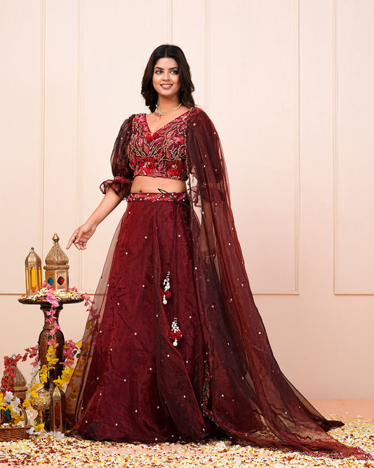 Heavy Embroidered Choli With Lehenga Dupatta Set