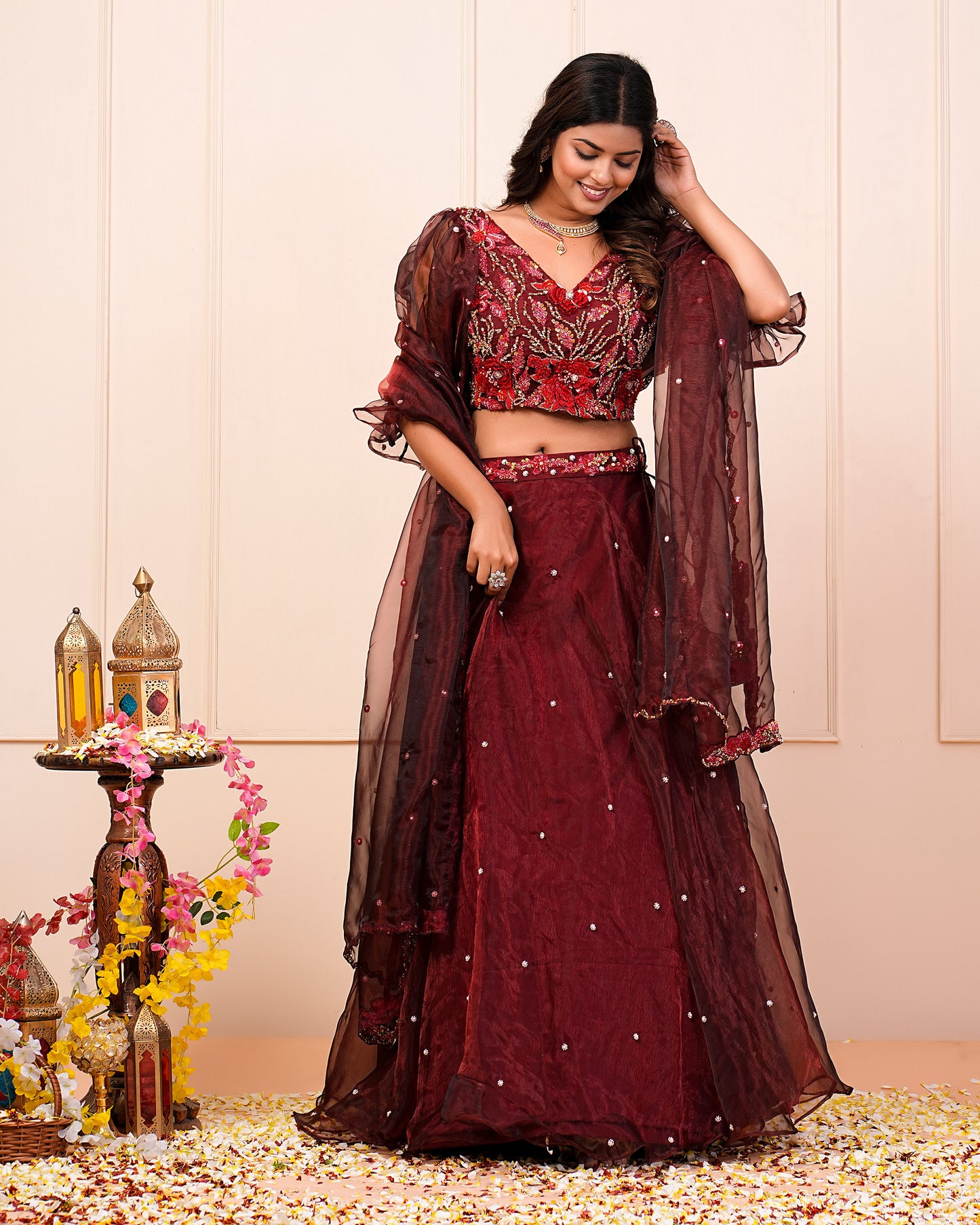 Heavy Embroidered Choli With Lehenga Dupatta Set