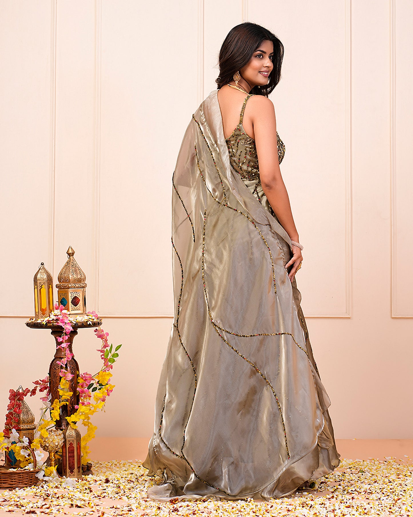 Laurel Green Sequence Embroidered Suit With Dupatta Set