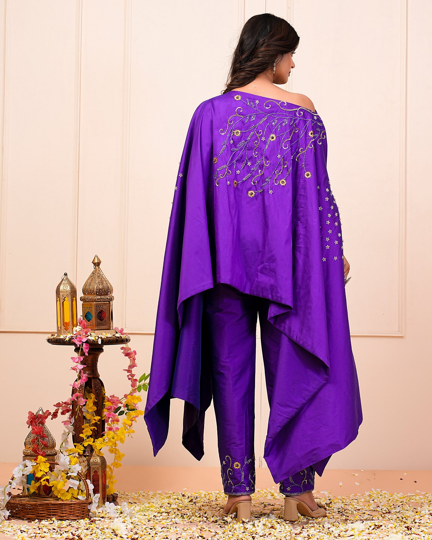 Munsell Purple Cape Kurta Pant Set