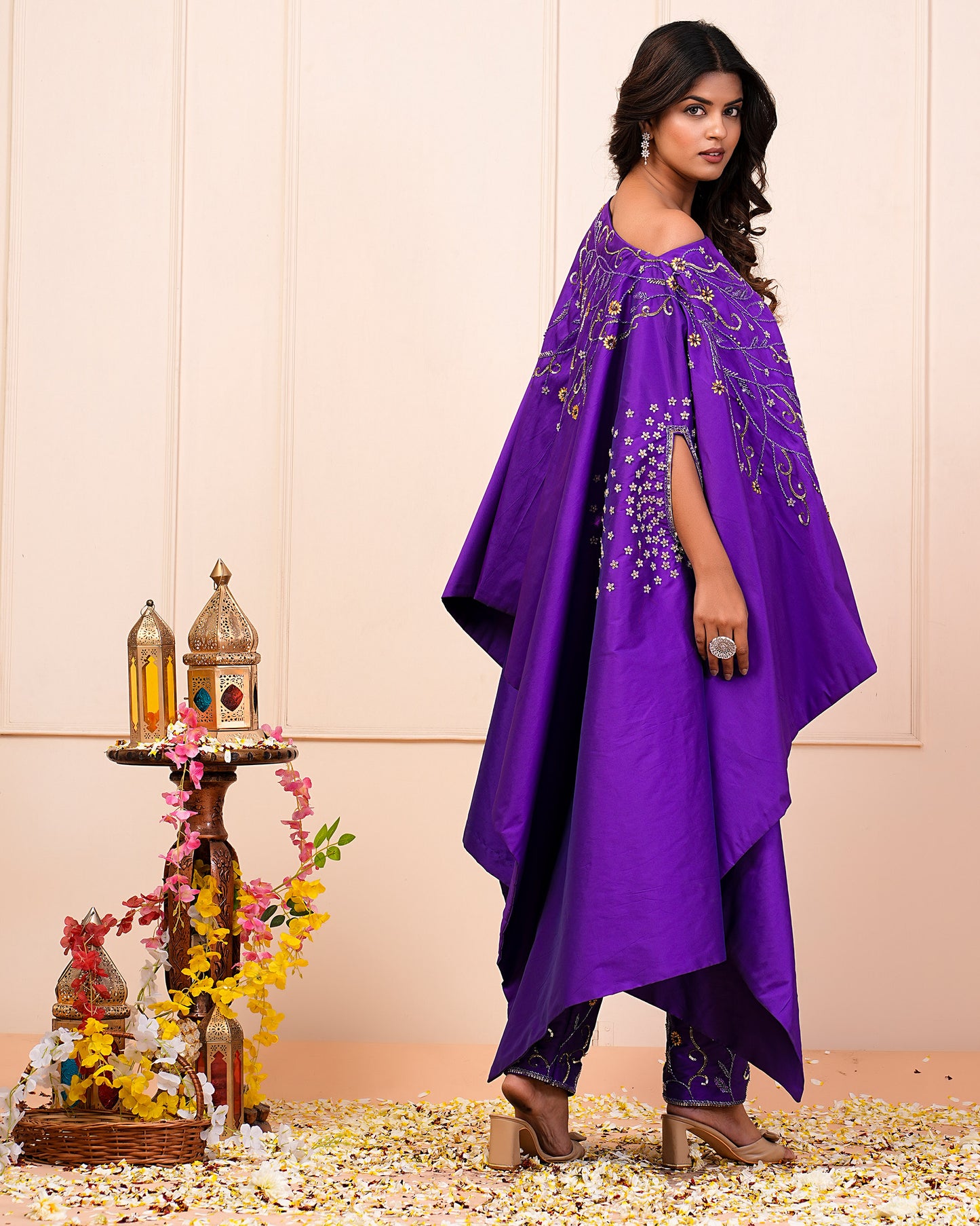 Munsell Purple Cape Kurta Pant Set