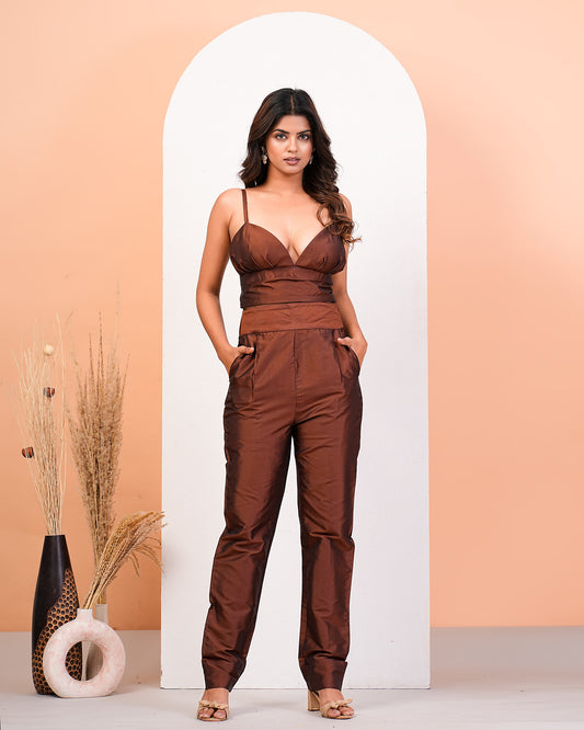 Earthen Brown Elegance Choli Pant Set