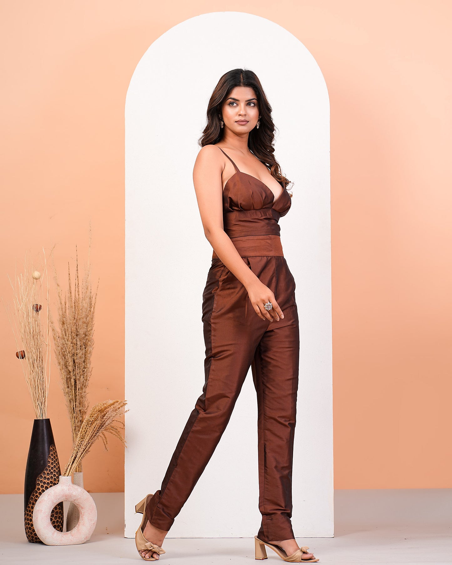 Earthen Brown Elegance Choli Pant Set