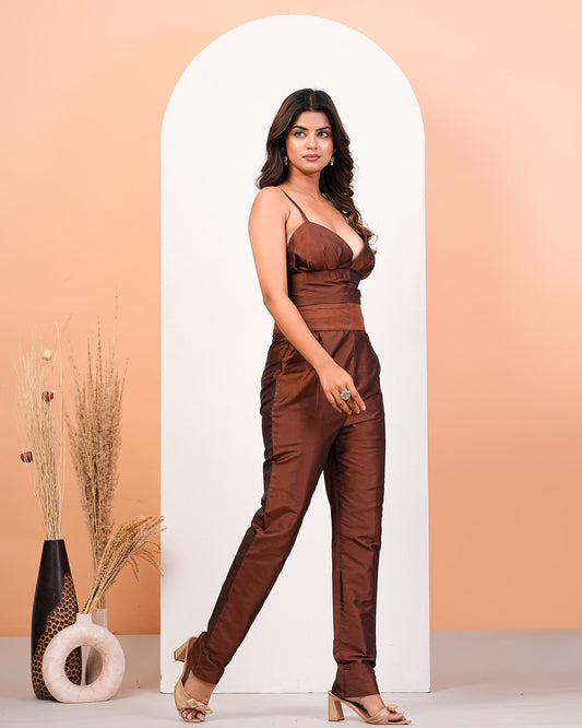 Earthen Brown Elegance Choli Pant Set