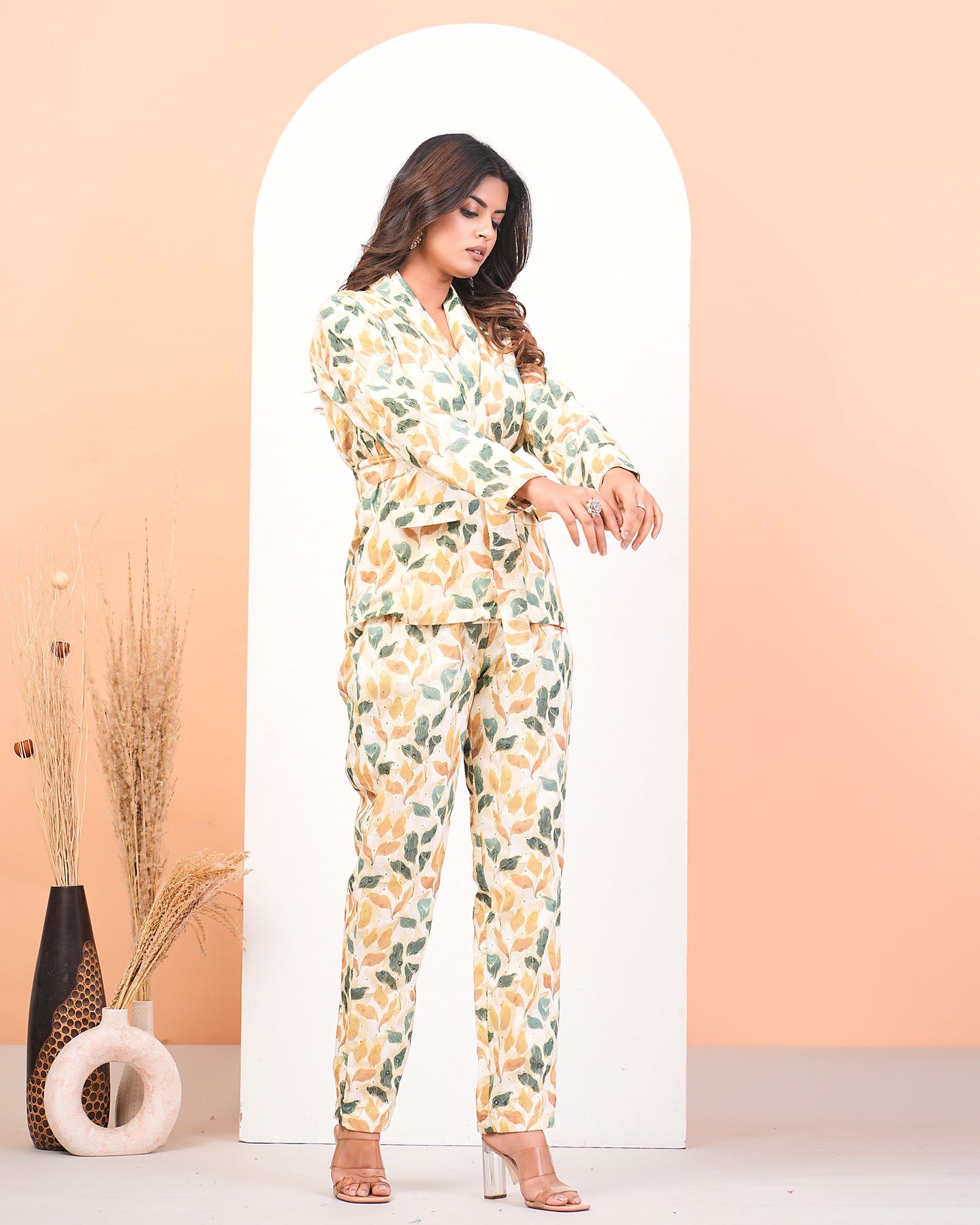 Schiffli Mutlticolour Printed Pant Suit Set