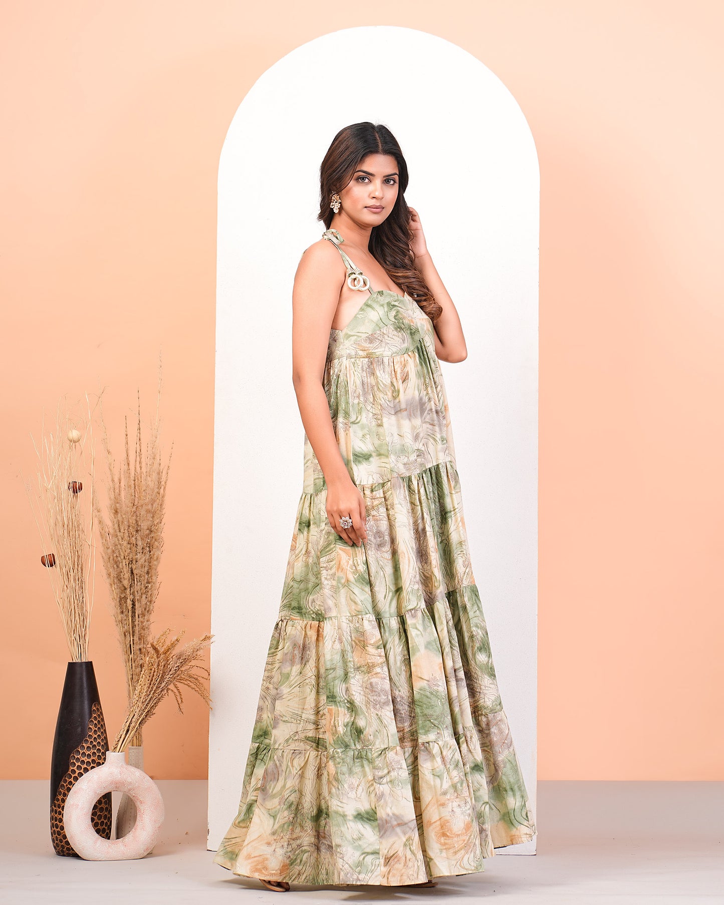 Multicolour Floral Abstract Layered Dress