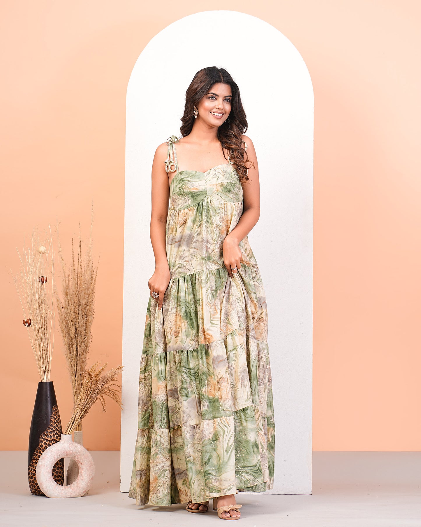 Multicolour Floral Abstract Layered Dress