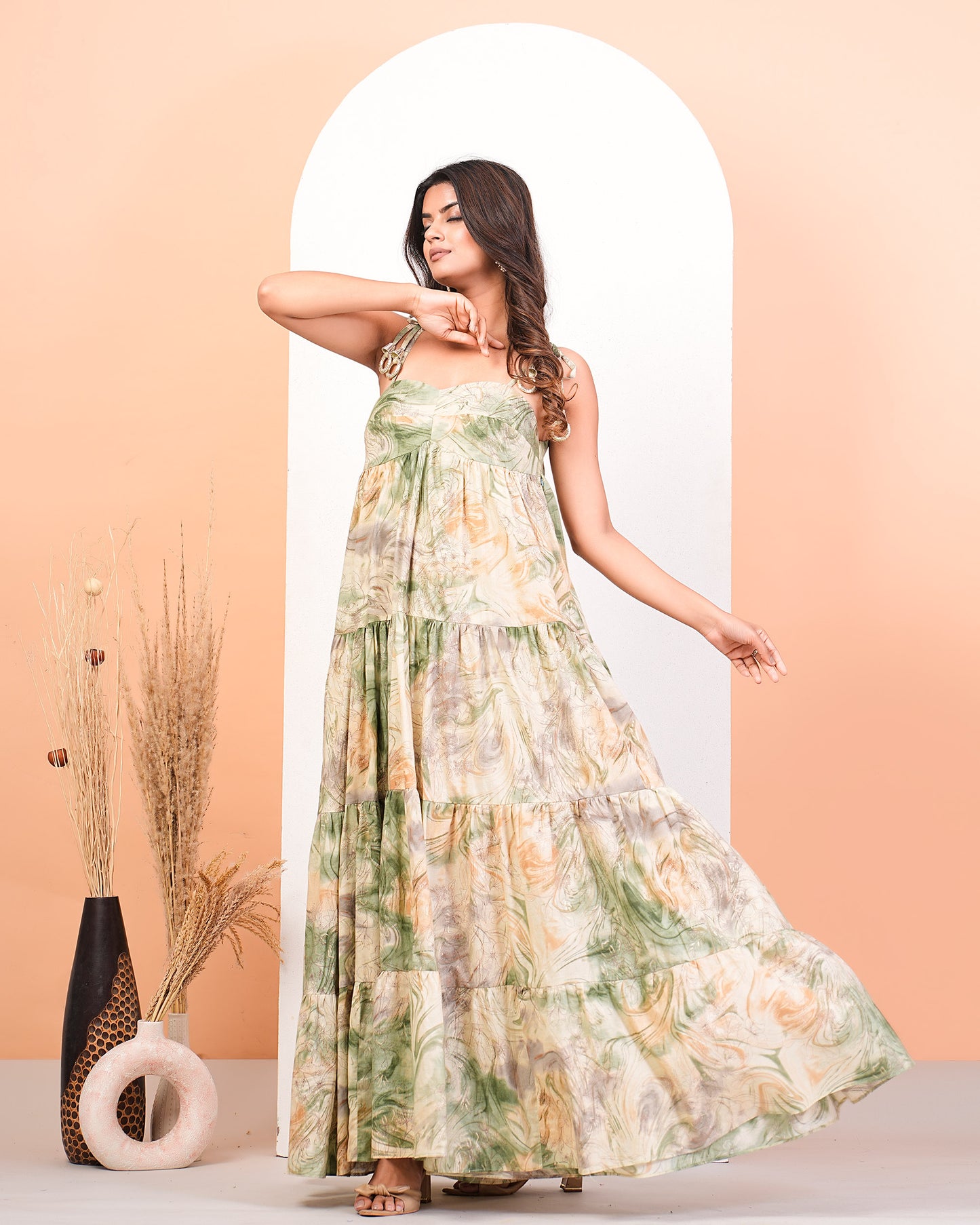 Multicolour Floral Abstract Layered Dress