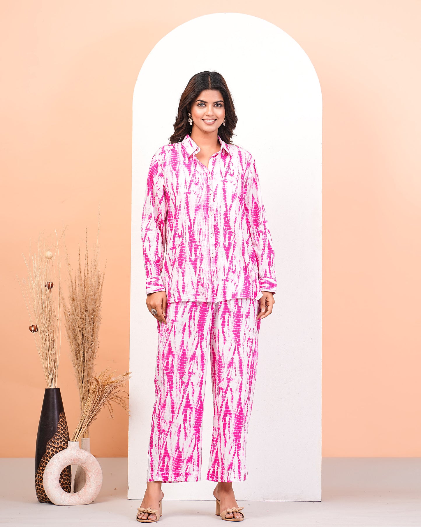 Strawberry Shibori Printed Shirt Pant Set