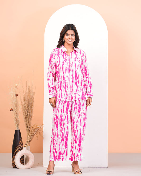 Strawberry Shibori Printed Shirt Pant Set