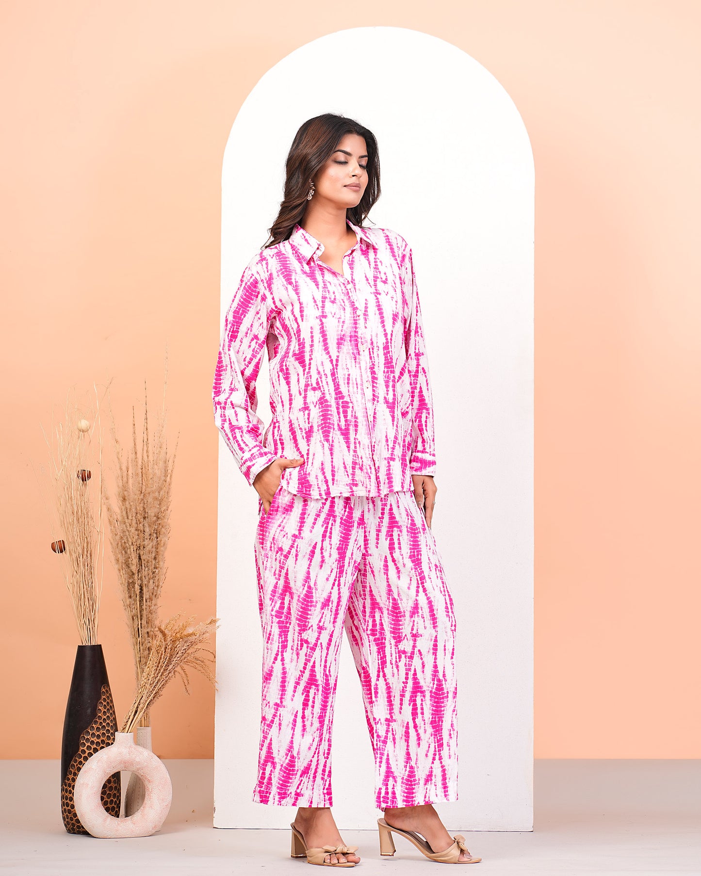 Strawberry Shibori Printed Shirt Pant Set