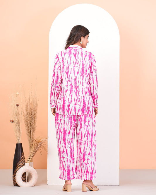 Strawberry Shibori Printed Shirt Pant Set