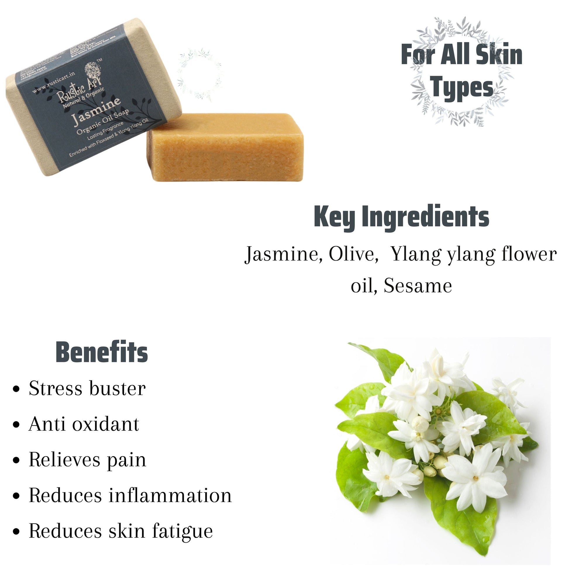 Jasmine Soap (100gm), Rustic Art
