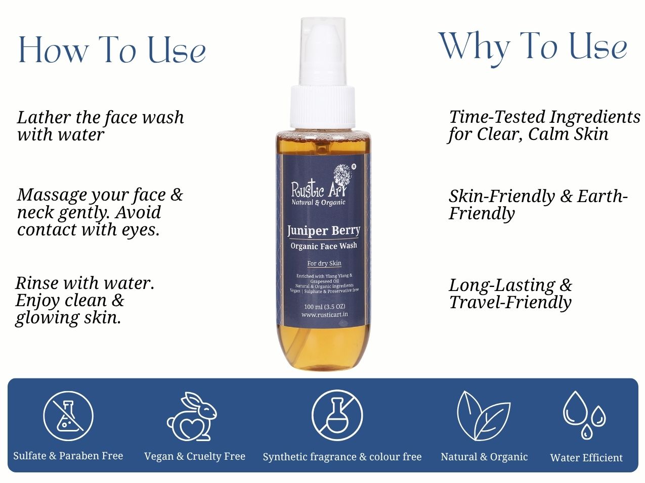 Juniper Berry Face Wash (100ml), Rustic Art