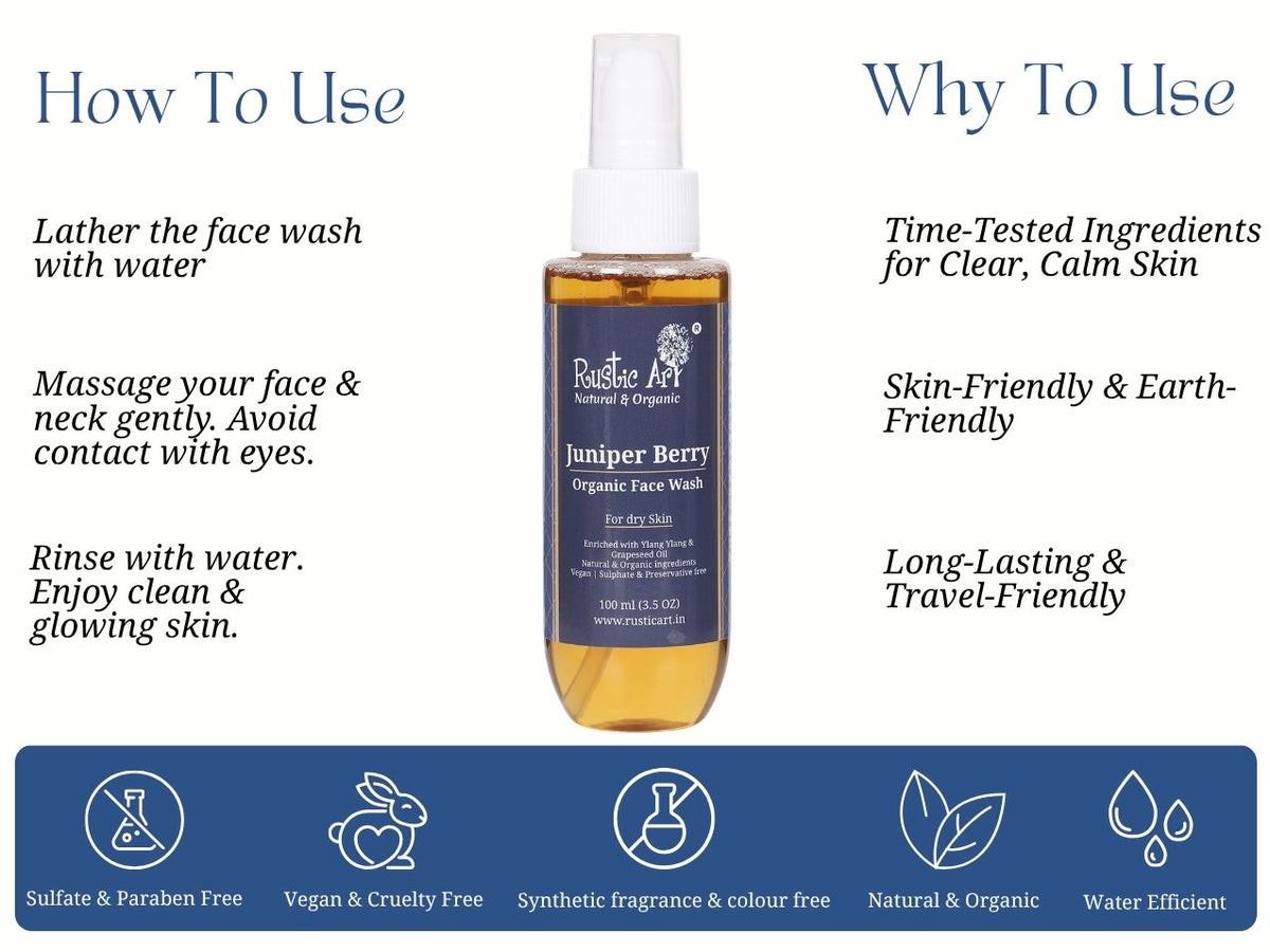 Juniper Berry Face Wash (100ml), Rustic Art