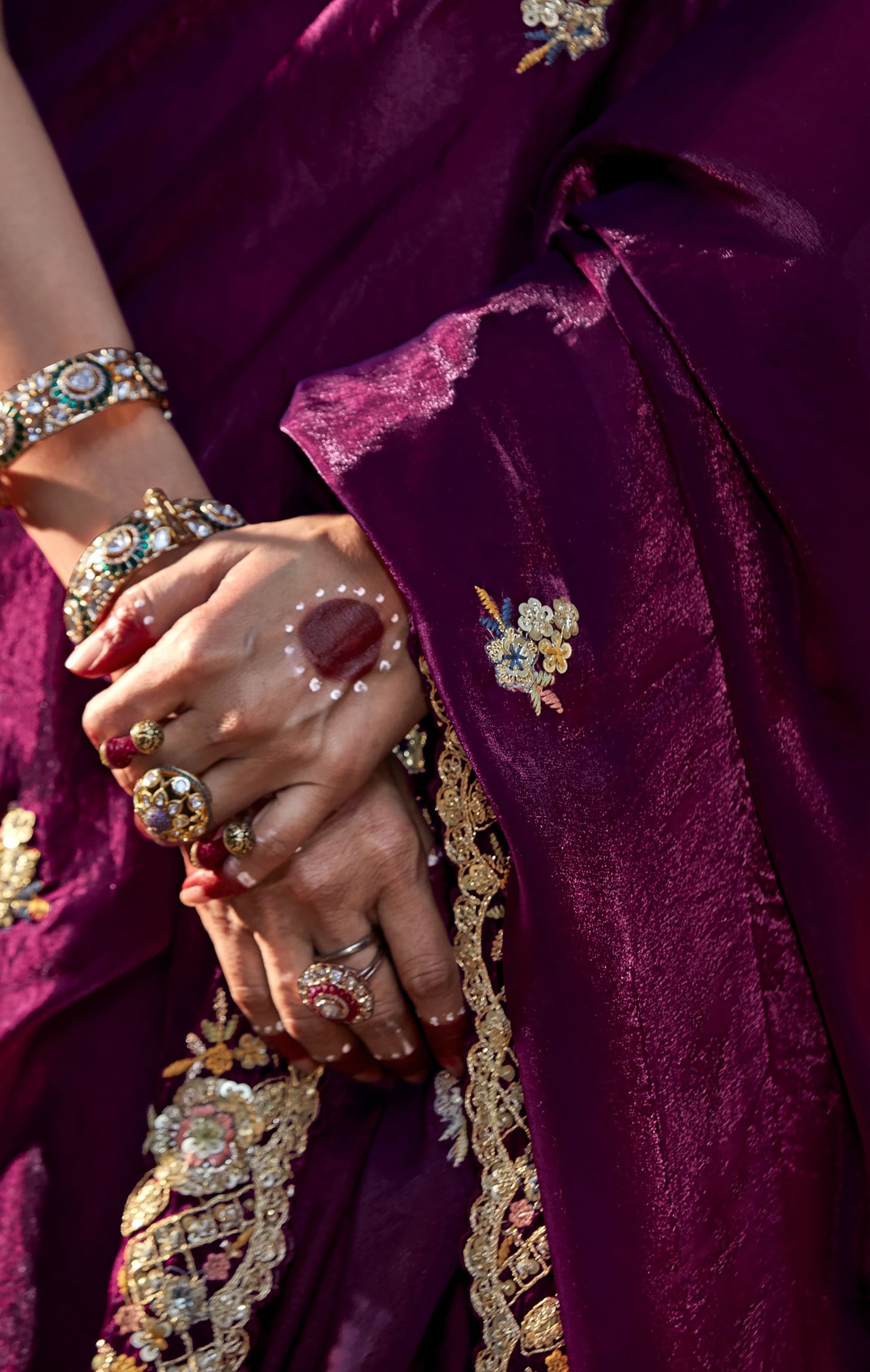 Plum Purple Embroidered Kajal Wedding Saree