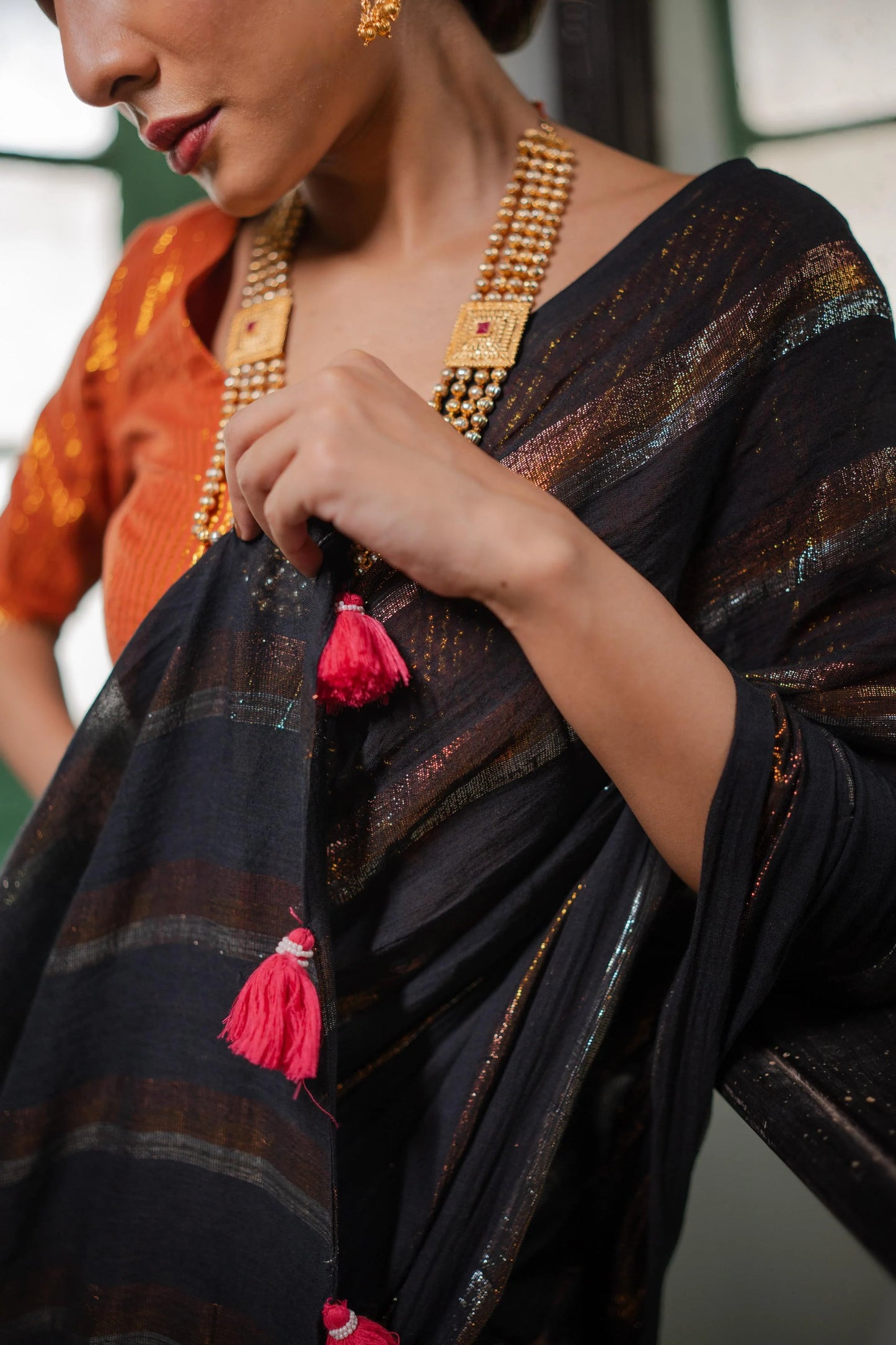 Midnight Black Kamli Saree