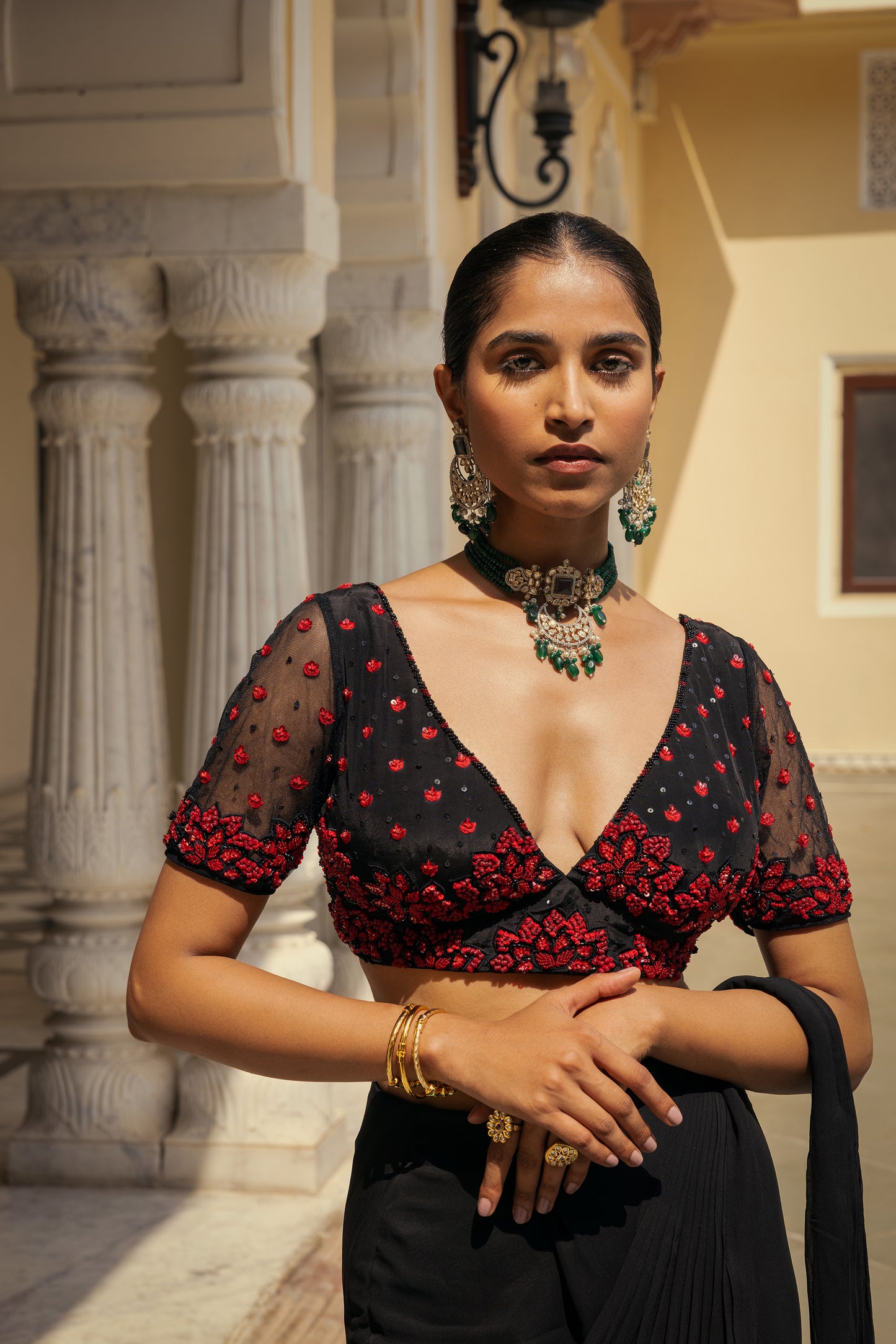 Stardust Black Georgette Drape Saree