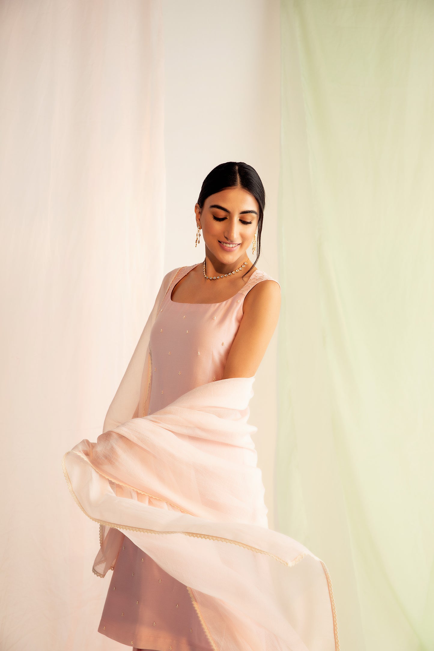 Blush Pink Chanderi Silk Elysian Sharara Set