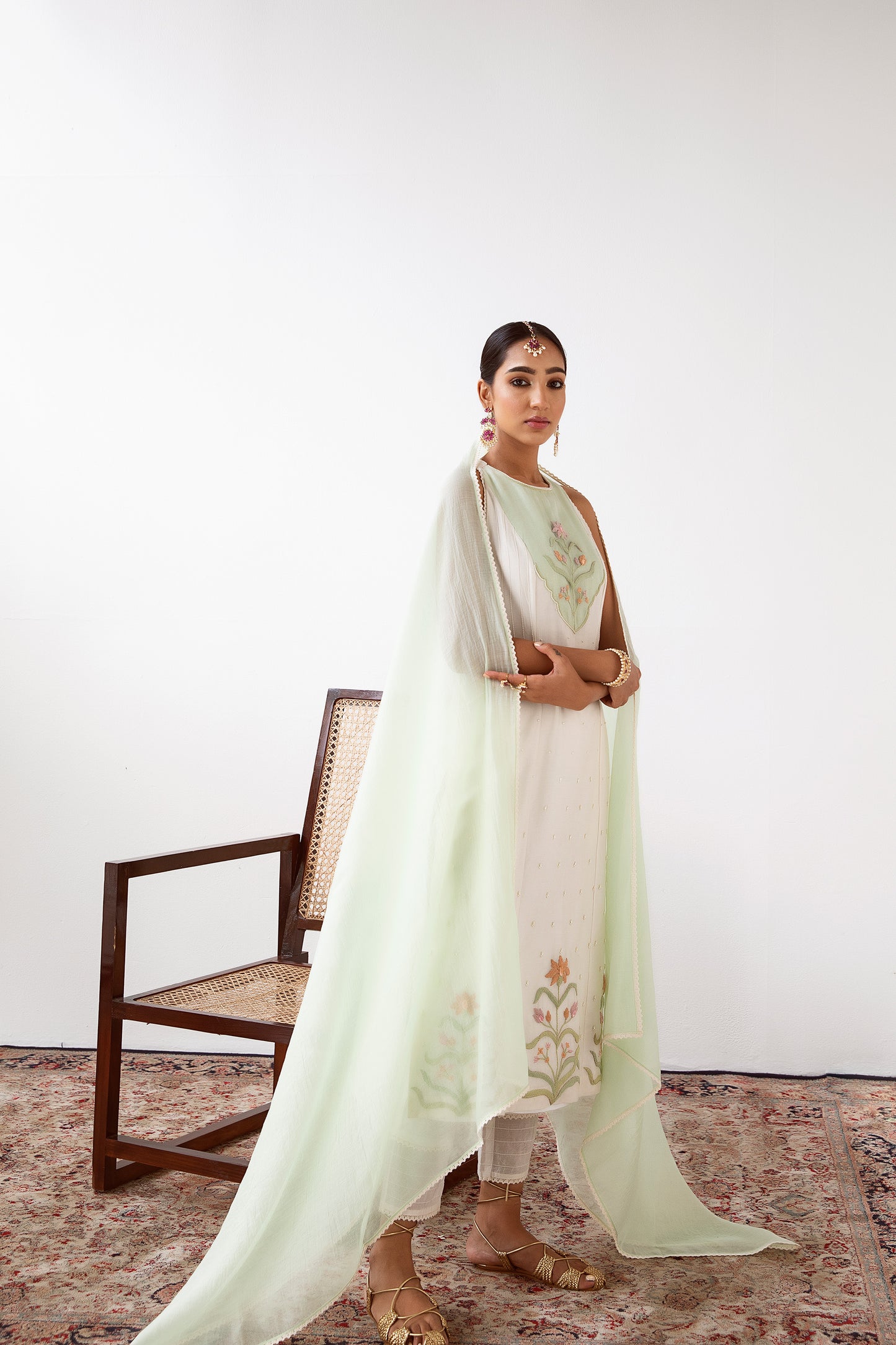 Ivory Dori Embroidered Chanderi Silk Kurta Set