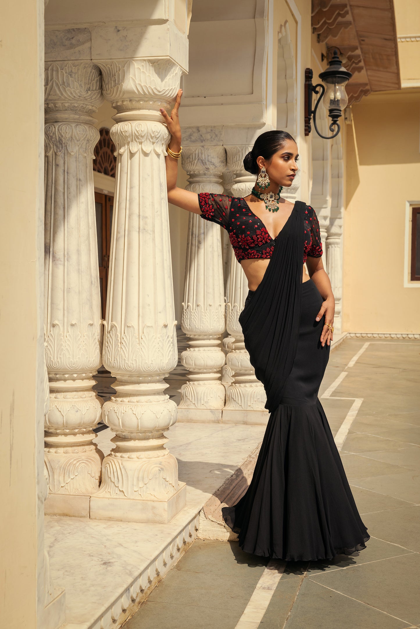 Stardust Black Georgette Drape Saree