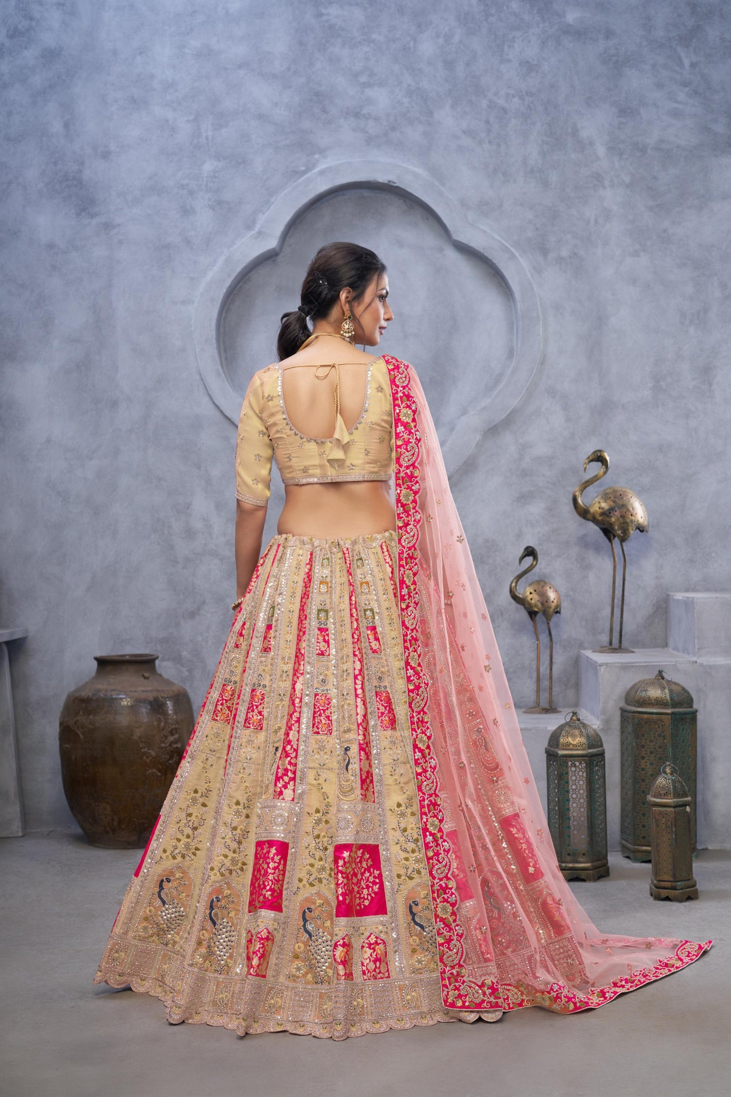 Radiant Magenta Banarasi Silk Zari Embroidery Bridal Lehenga