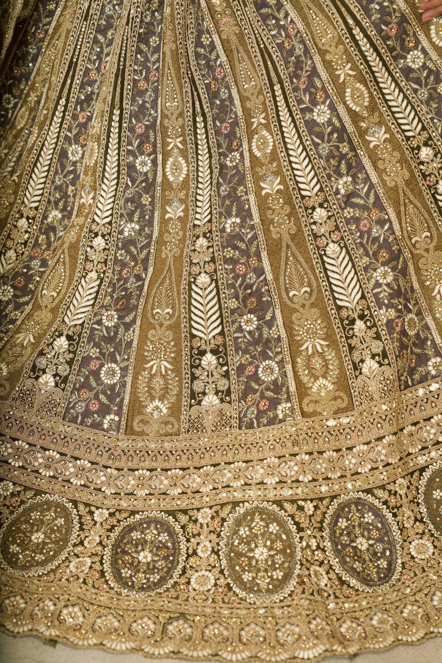 Green Soft Net Sequins & Zari Embroidery Bridal Lehenga for Mehendi