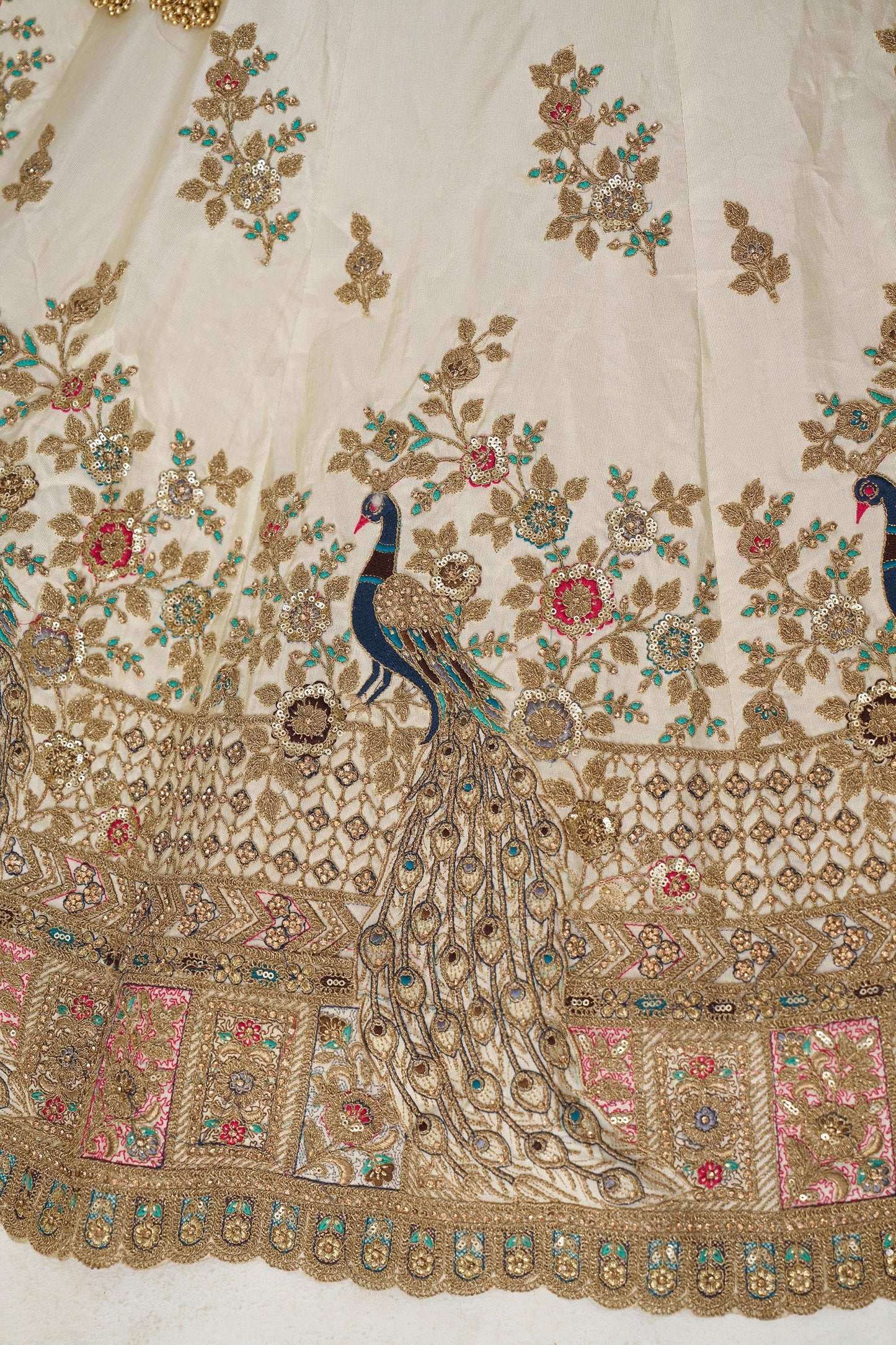 White Zari Embroidered Silk Designer Bridal Lehenga