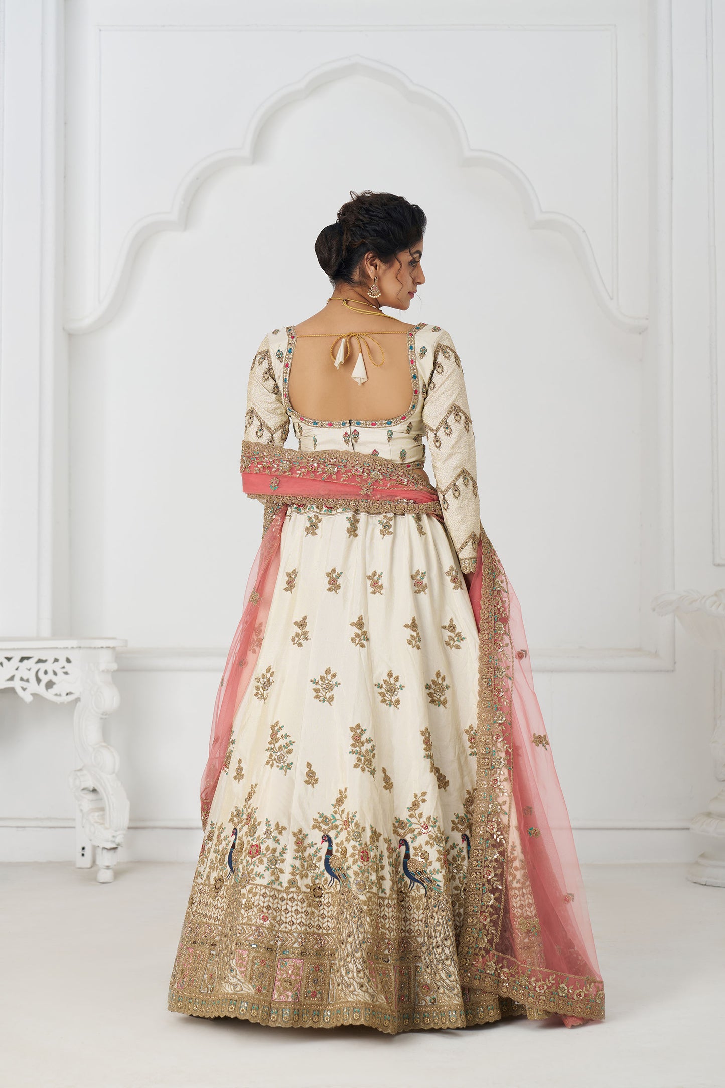White Zari Embroidered Silk Designer Bridal Lehenga