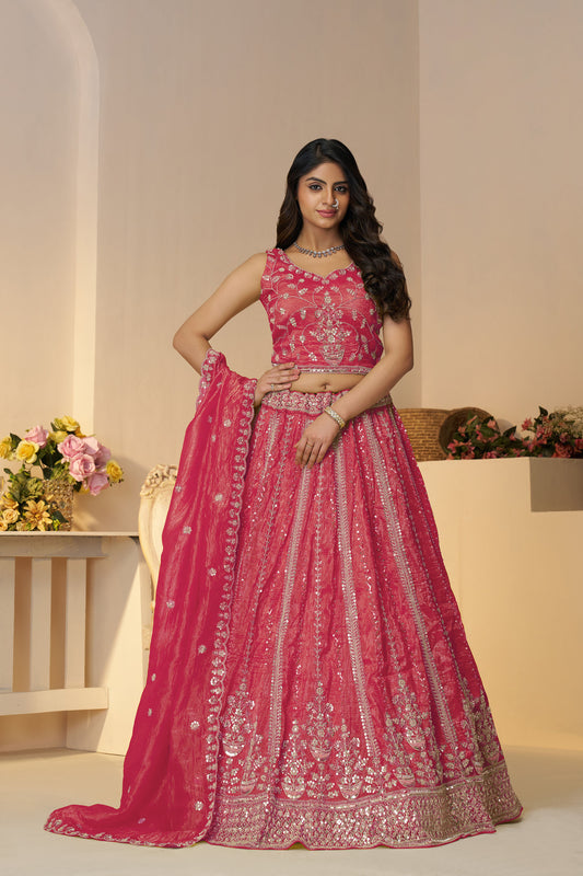 Pink Zari Work Jimmy Choo Bridesmaid Lehenga
