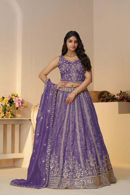 Purple Zari Work Jimmy Choo Bridal Lehenga for Sangeet