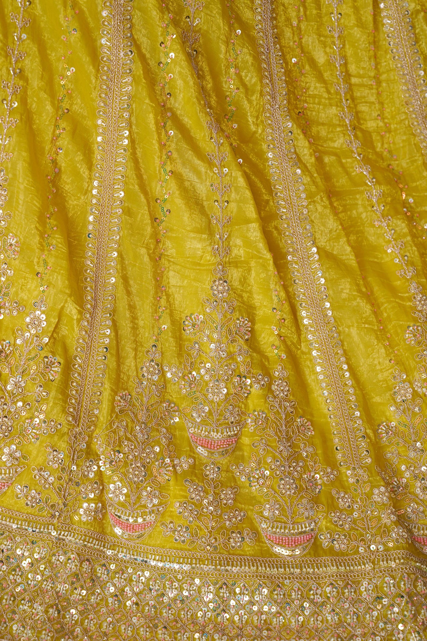 Yellow Zari Work Jimmy Choo Bridal Lehenga for Haldi