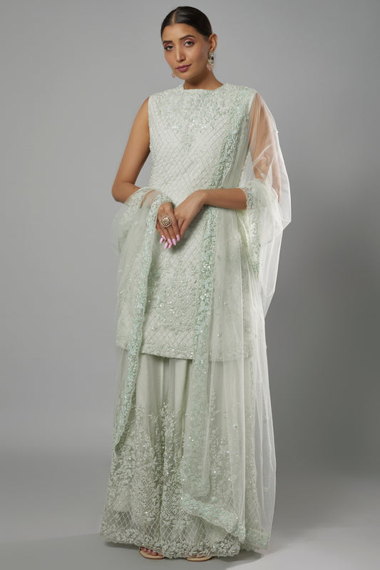 aqua net embroidered sharara set