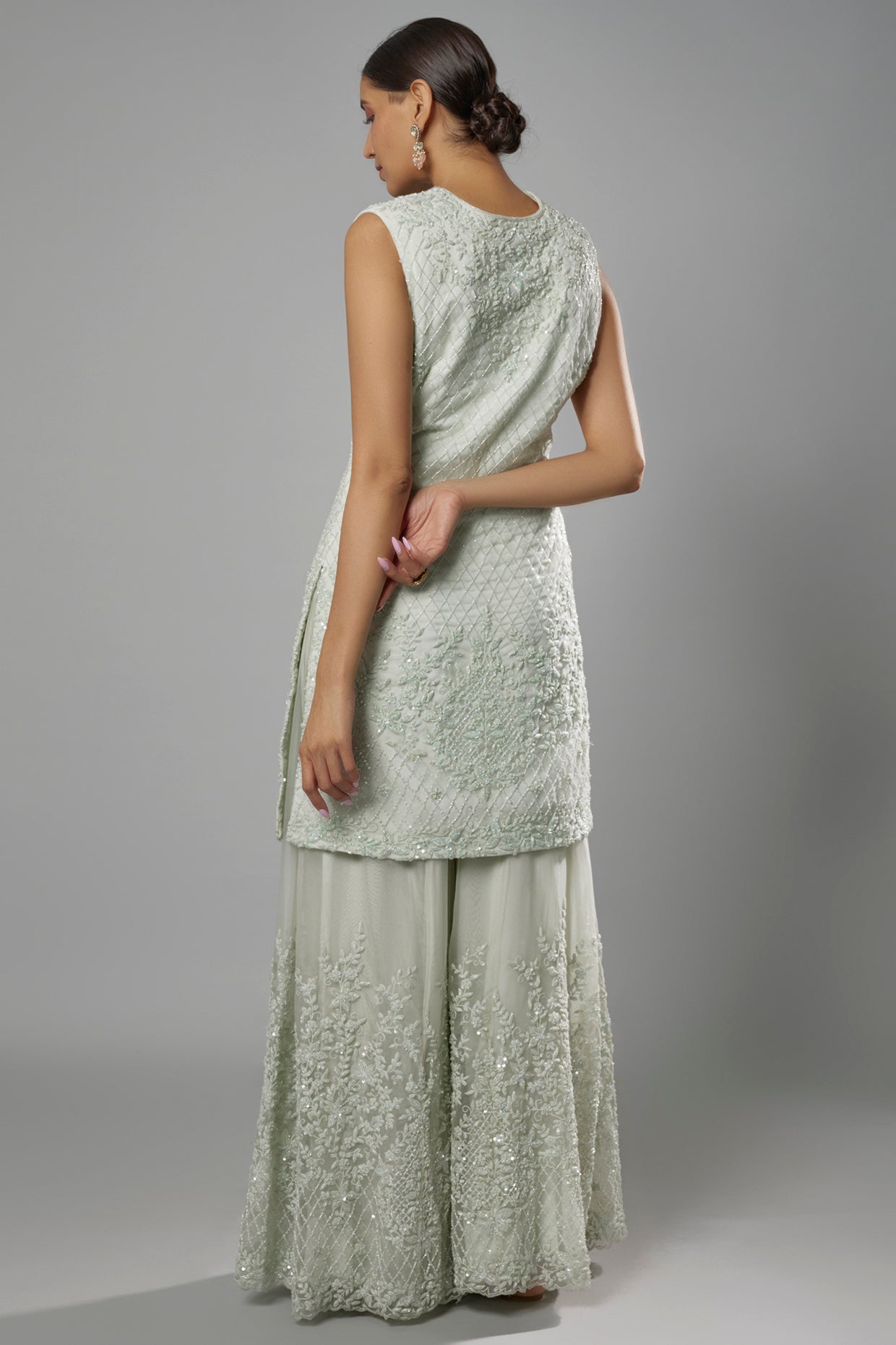 aqua net embroidered sharara set