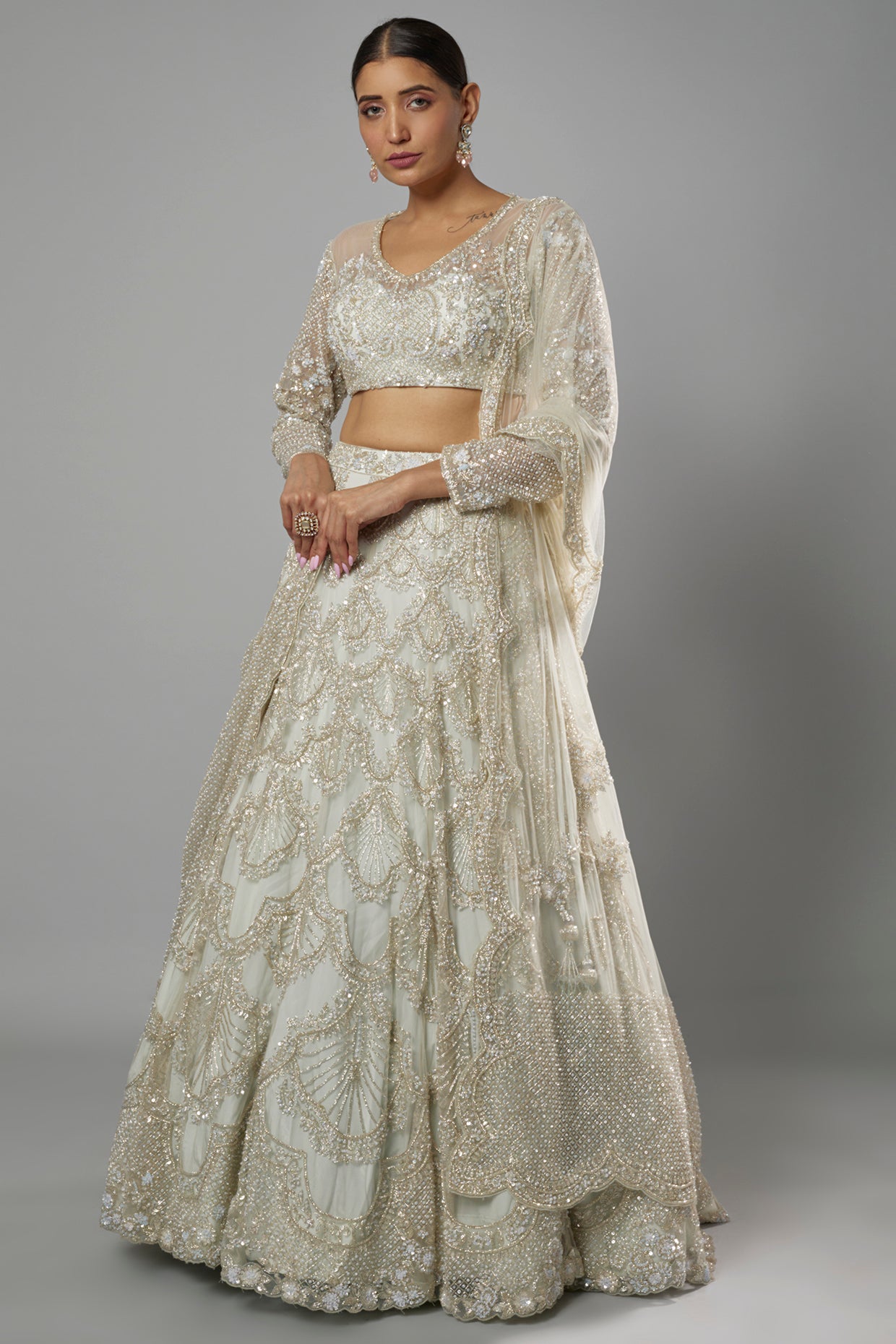 aqua net embellished lehenga set