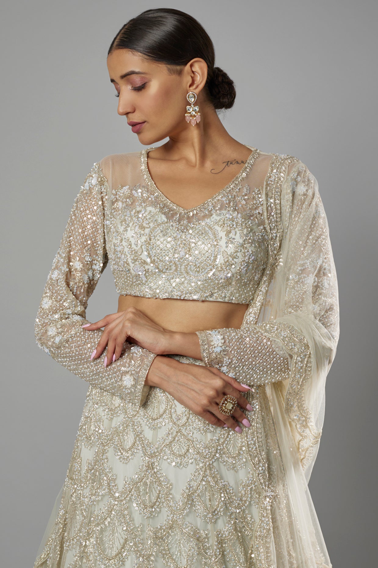 aqua net embellished lehenga set