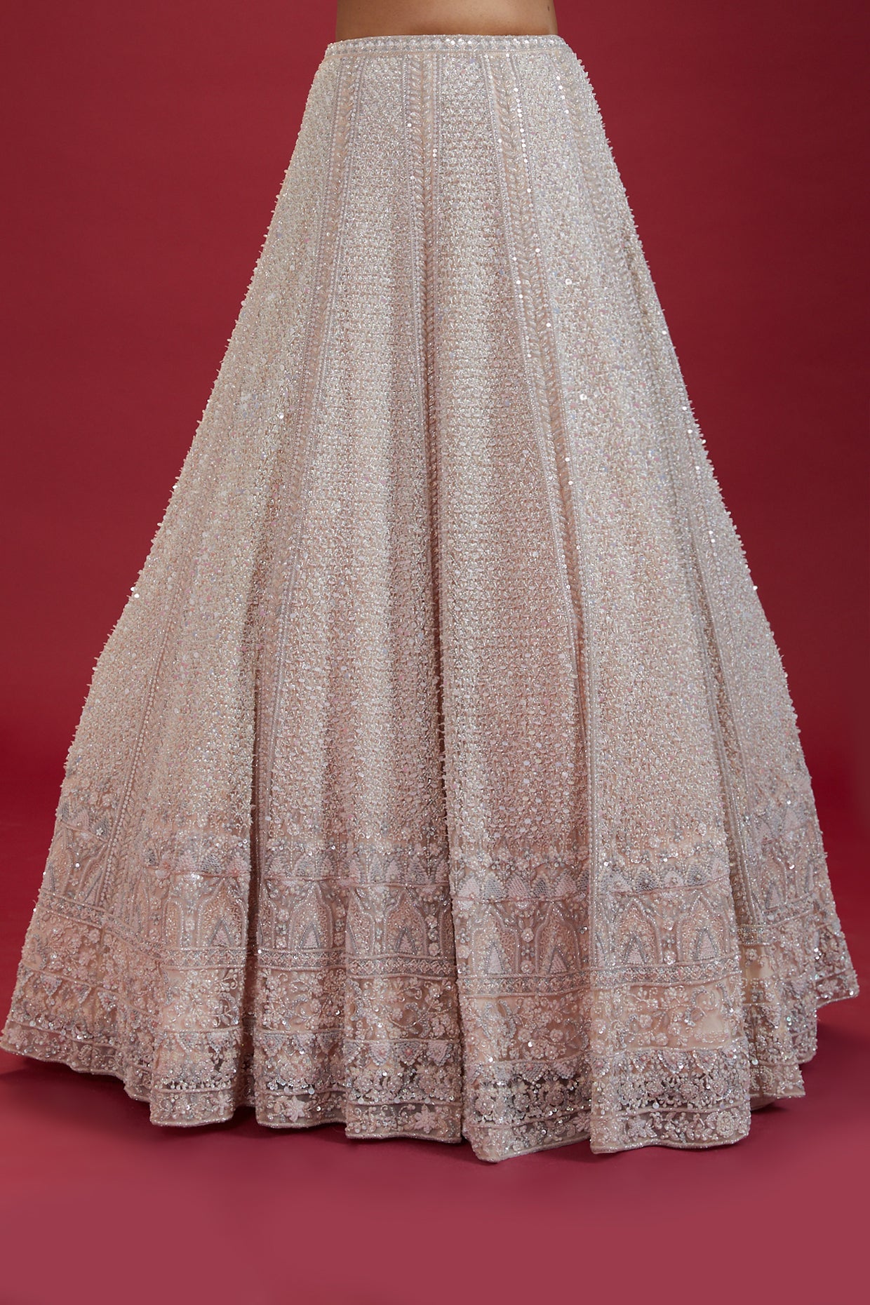 Pink Net Embroidered Lehenga Set