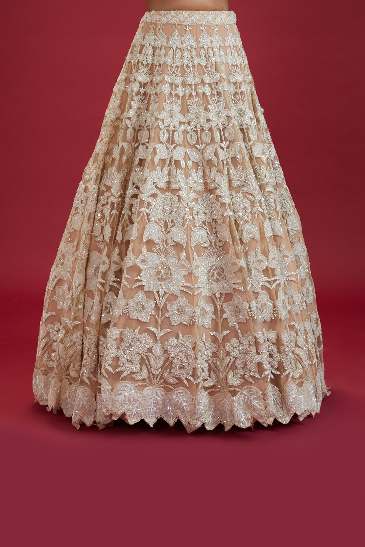 gold net embroidered lehenga set