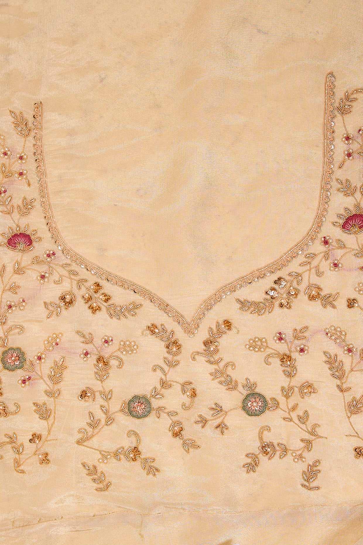 ivory tissue hand & machine embroidered saree set