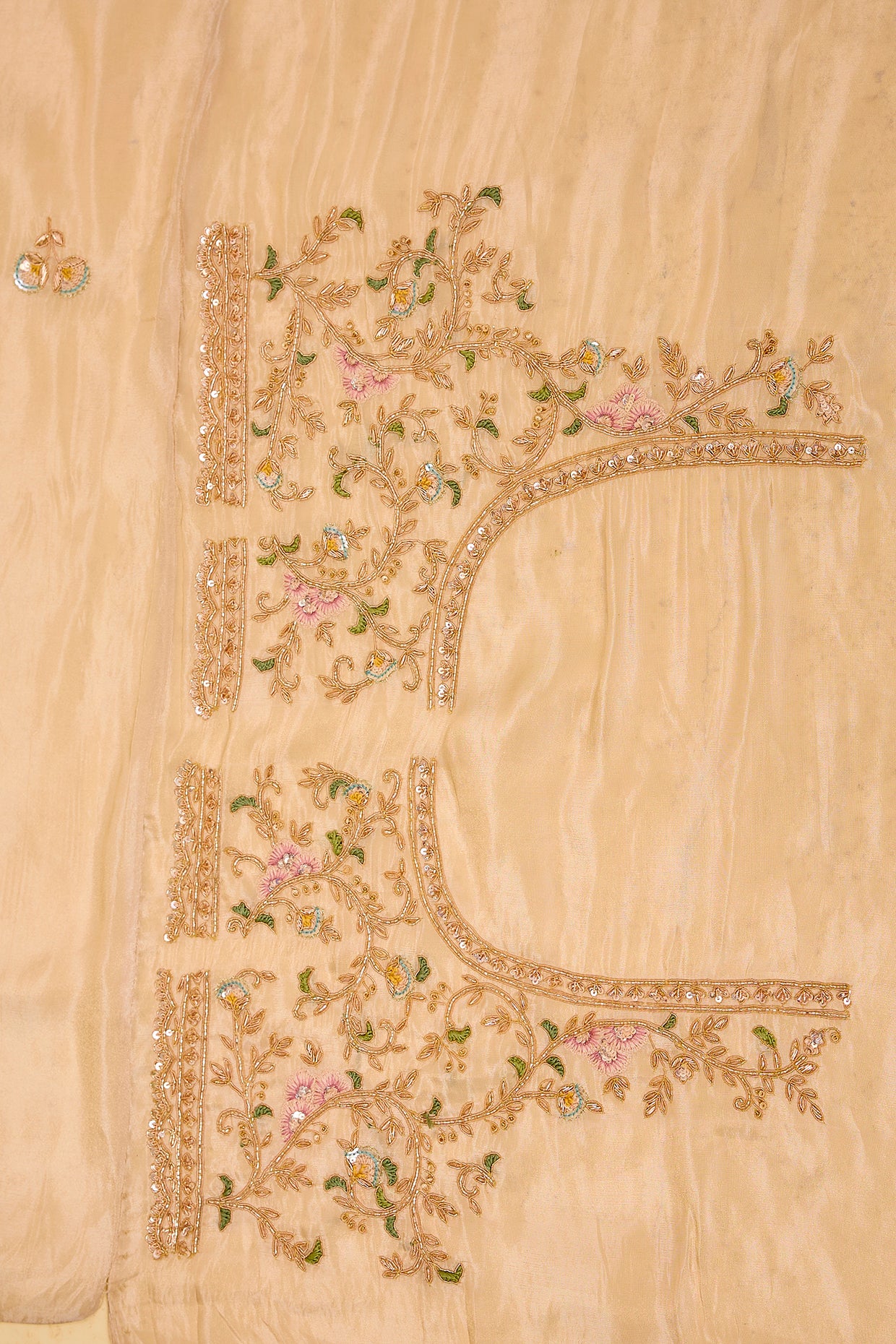 ivory tissue hand & machine embroidered saree set