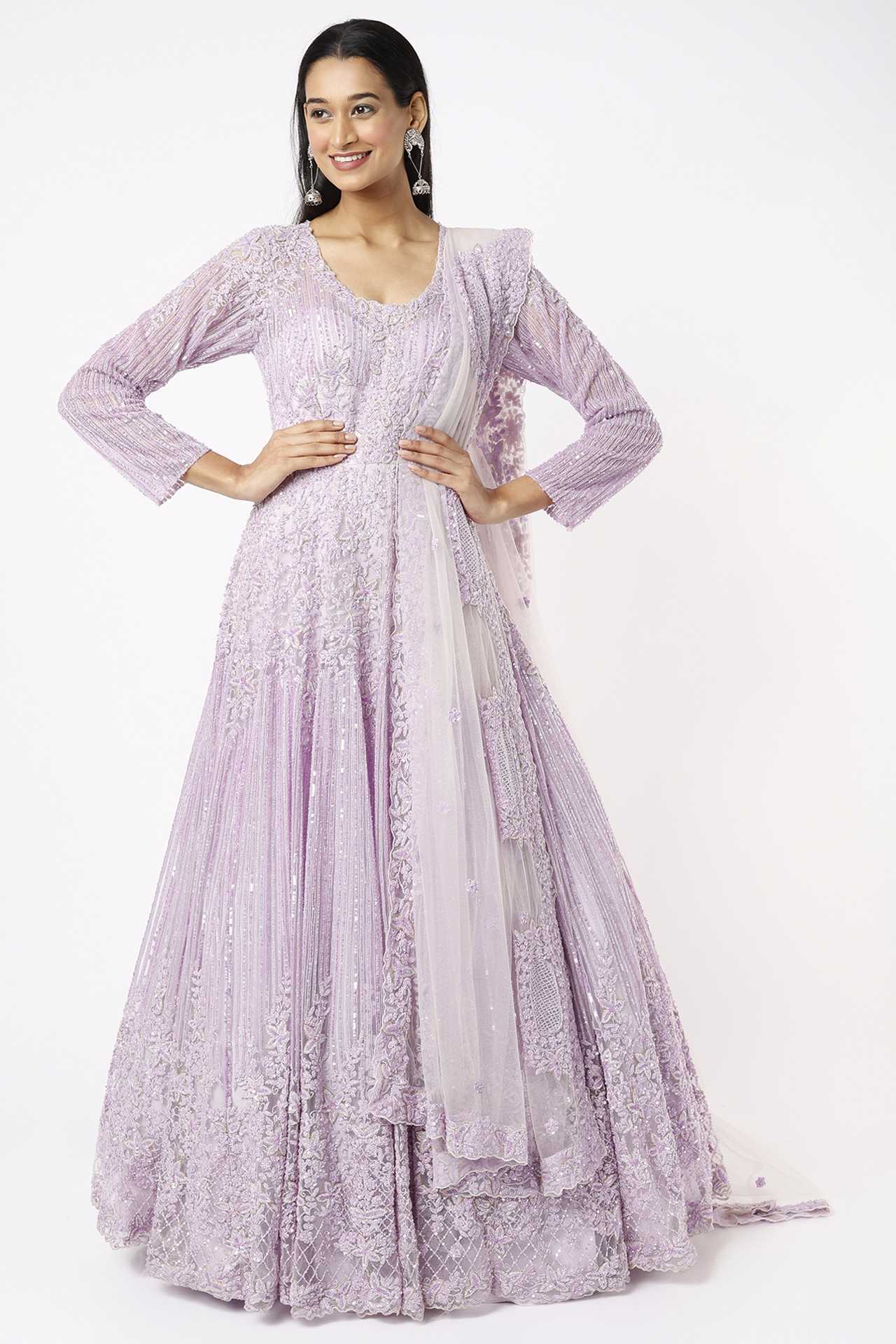 mauve hand embellished gown