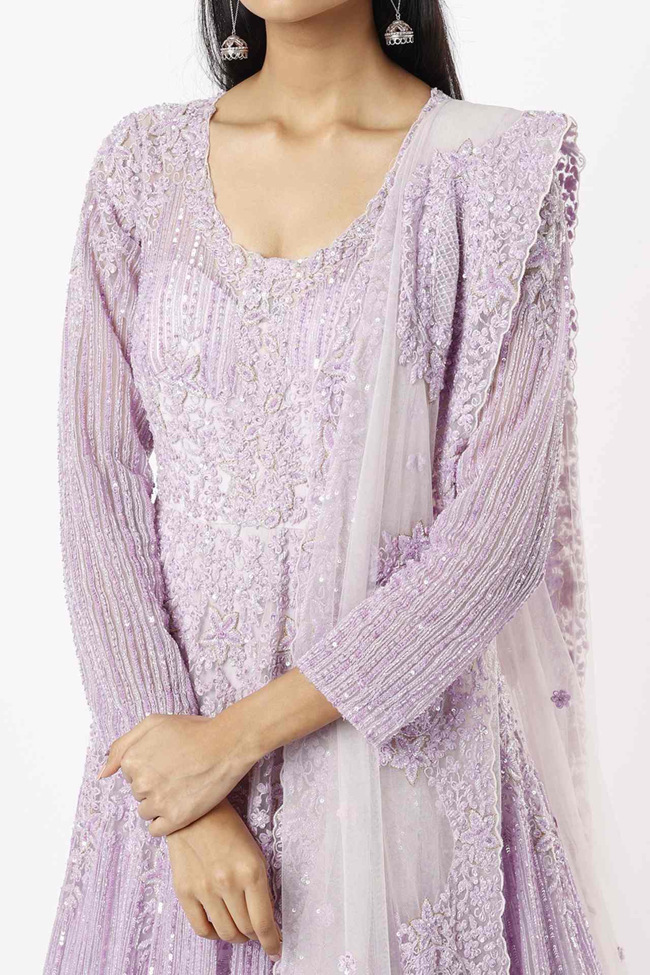 mauve hand embellished gown