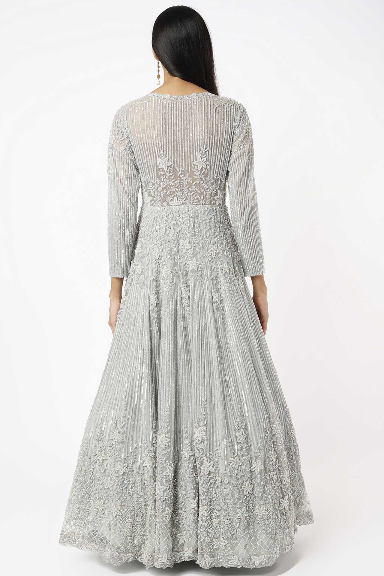 mint green hand embellished gown