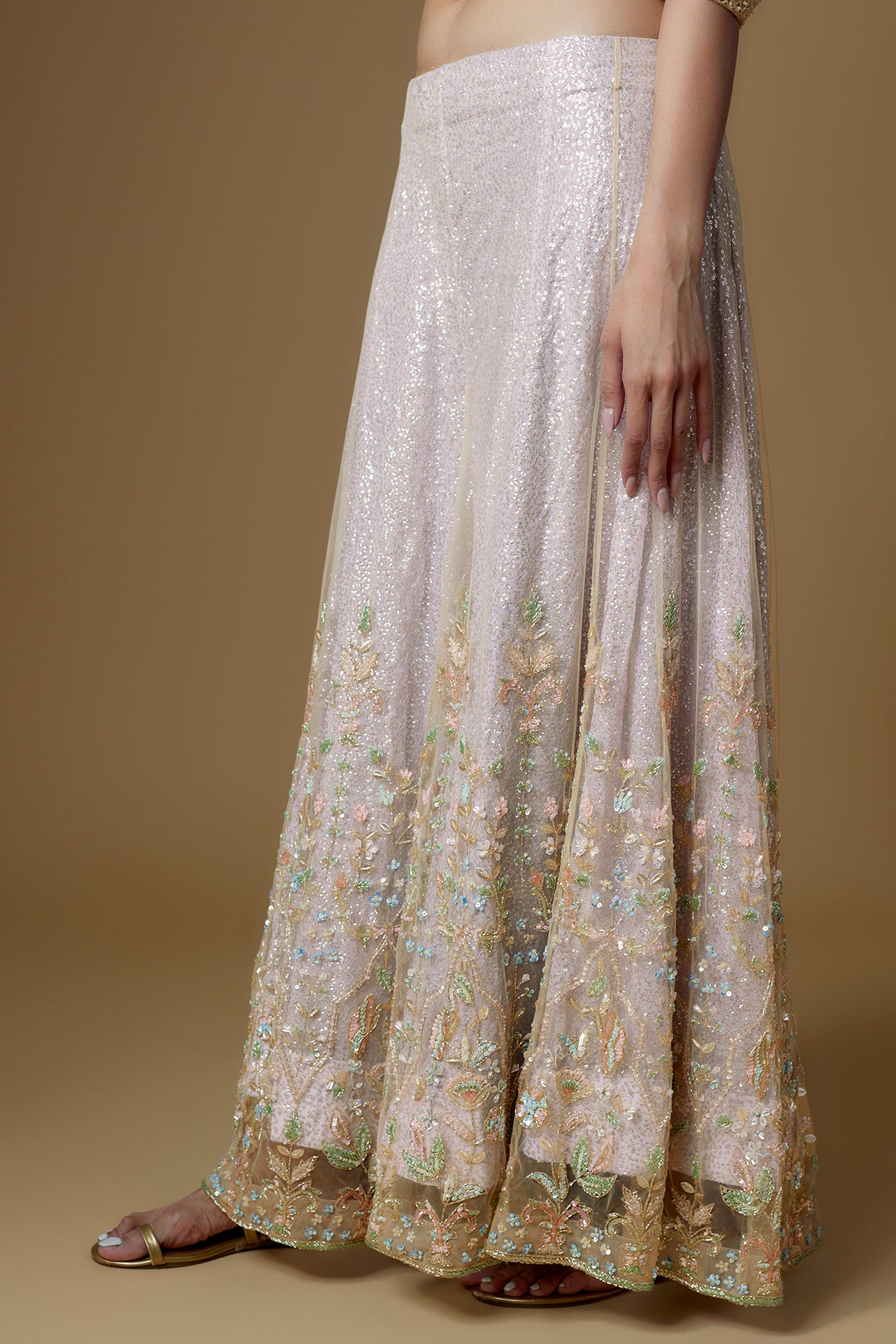 grey net embroidered sharara set