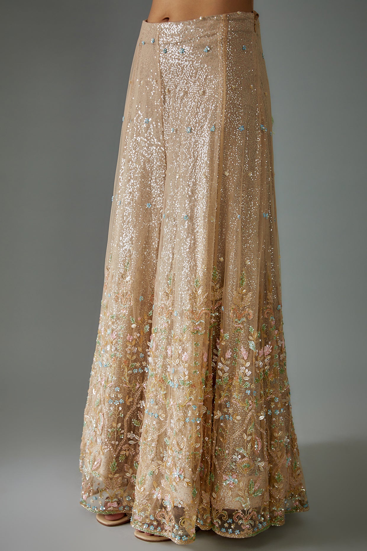 gold net embroidered sharara set