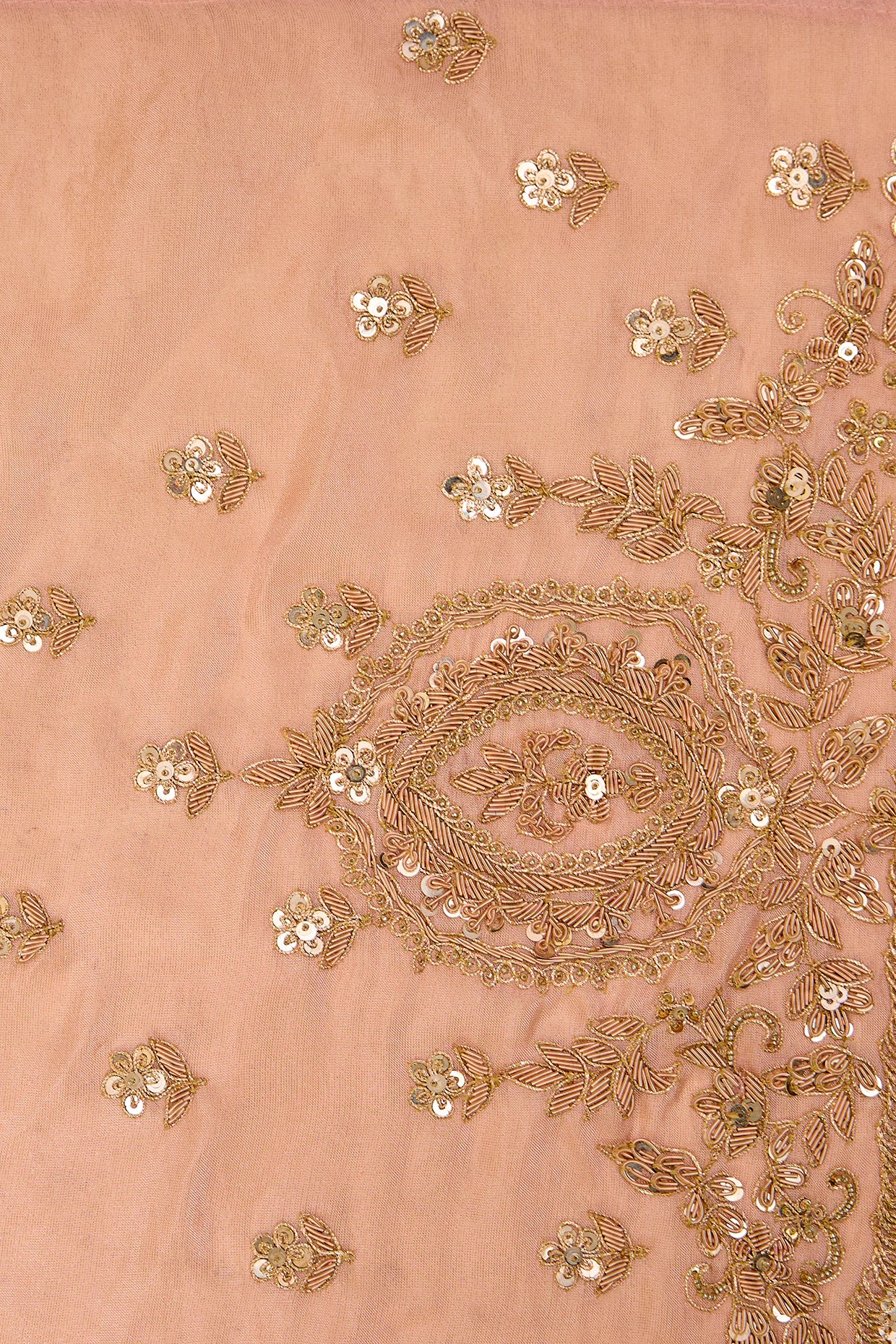 pink tissue hand & machine embroidered saree